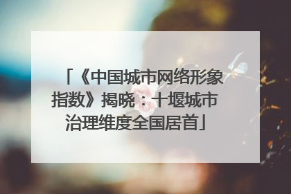 《中国城市网络形象指数》揭晓：十堰城市治理维度全国居首