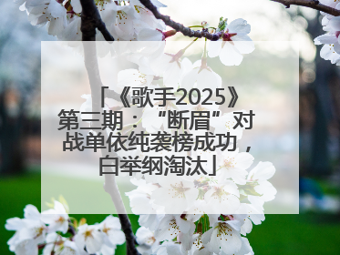 《歌手2025》第三期：“断眉”对战单依纯袭榜成功，白举纲淘汰