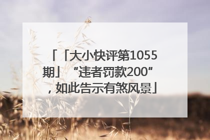 「大小快评第1055期」“违者罚款200”，如此告示有煞风景