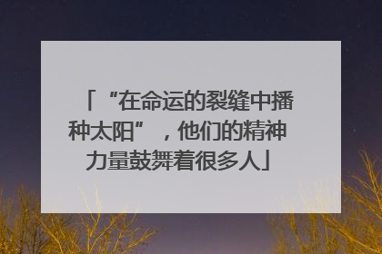 “在命运的裂缝中播种太阳”，他们的精神力量鼓舞着很多人