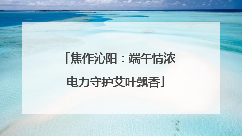焦作沁阳：端午情浓 电力守护艾叶飘香