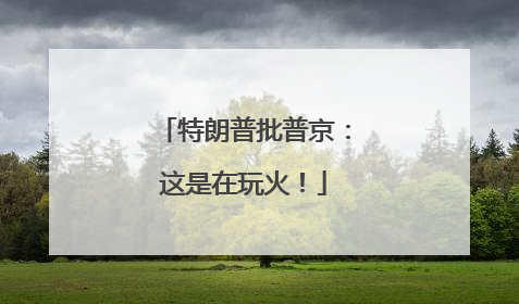 特朗普批普京：这是在玩火！