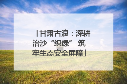 甘肃古浪：深耕治沙“织绿” 筑牢生态安全屏障