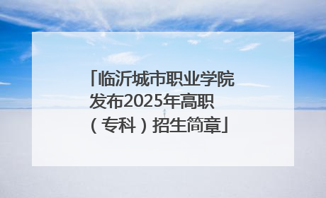 临沂城市职业学院发布2025年高职（专科）招生简章