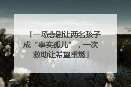 一场悲剧让两名孩子成“事实孤儿”，一次救助让希望重燃
