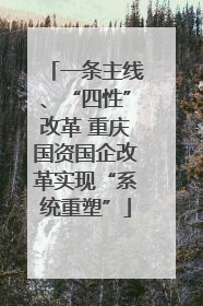 一条主线、“四性”改革 重庆国资国企改革实现“系统重塑”