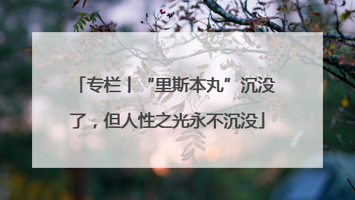 专栏丨“里斯本丸”沉没了，但人性之光永不沉没