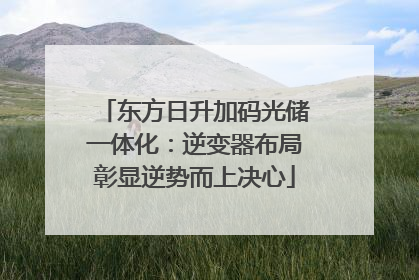 东方日升加码光储一体化：逆变器布局彰显逆势而上决心