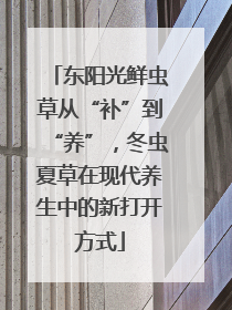 东阳光鲜虫草从“补”到“养”，冬虫夏草在现代养生中的新打开方式