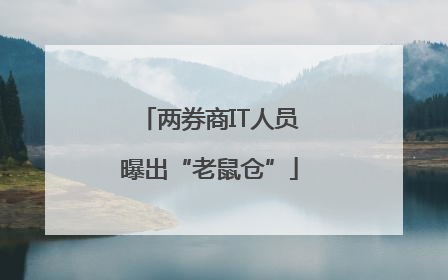两券商IT人员曝出“老鼠仓”