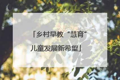 乡村早教“慧育”儿童发展新希望