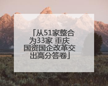 从51家整合为33家 重庆国资国企改革交出高分答卷