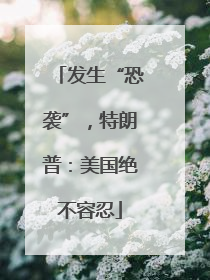 发生“恐袭”，特朗普：美国绝不容忍