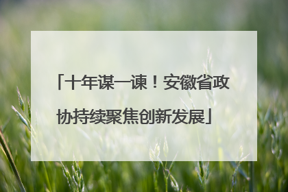 十年谋一谏！安徽省政协持续聚焦创新发展