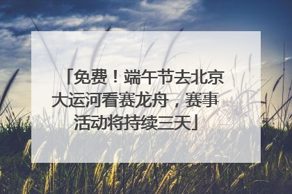 免费！端午节去北京大运河看赛龙舟，赛事活动将持续三天