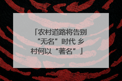 农村道路将告别“无名”时代 乡村何以“著名”