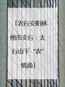 农行安阳林州市支行：太行山下“农”情涌