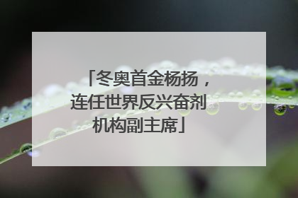 冬奥首金杨扬，连任世界反兴奋剂机构副主席