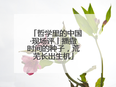 哲学里的中国·现场评丨播撒时间的种子，荒芜长出生机