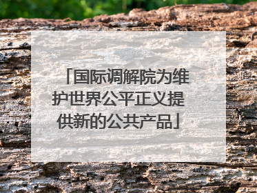 国际调解院为维护世界公平正义提供新的公共产品