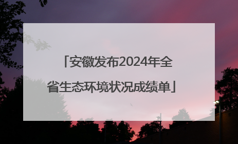 安徽发布2024年全省生态环境状况成绩单