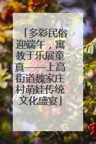 多彩民俗迎端午，寓教于乐展童真——上高街道魏家庄村萌娃传统文化盛宴