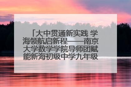 大中贯通新实践 学海领航启新程——南京大学数学学院导师团赋能新海初级中学九年级学子生涯规划