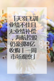 天羽飞训业绩不佳且无业绩补偿，海航控股仍豪掷8亿收购丨一周市场观察
