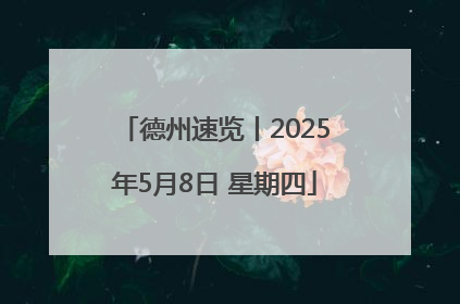 德州速览丨2025年5月8日 星期四