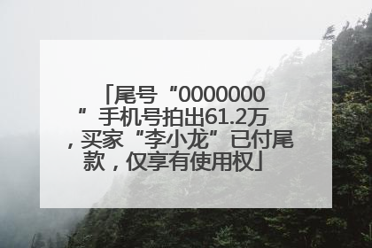 尾号“0000000”手机号拍出61.2万，买家“李小龙”已付尾款，仅享有使用权