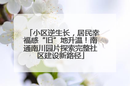小区逆生长，居民幸福感“旧”地升温！南通南川园片探索完整社区建设新路径