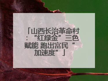 山西长治革命村：“红绿金”三色赋能 跑出富民“加速度”