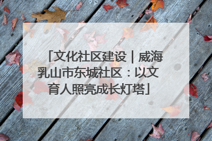 文化社区建设｜威海乳山市东城社区：以文育人照亮成长灯塔