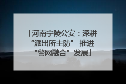 河南宁陵公安：深耕“派出所主防” 推进“警网融合”发展