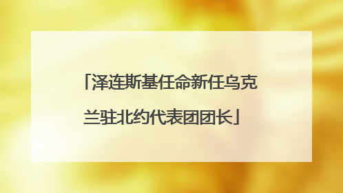 泽连斯基任命新任乌克兰驻北约代表团团长