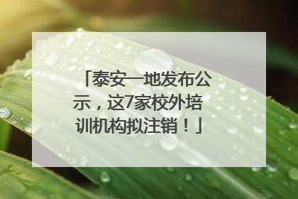 泰安一地发布公示，这7家校外培训机构拟注销！