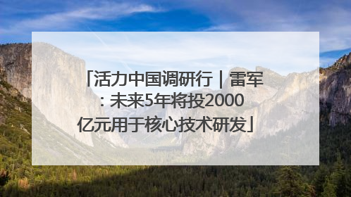 活力中国调研行｜雷军：未来5年将投2000亿元用于核心技术研发
