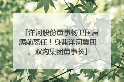 洋河股份董事杨卫国届满前离任！身兼洋河集团、双沟集团董事长