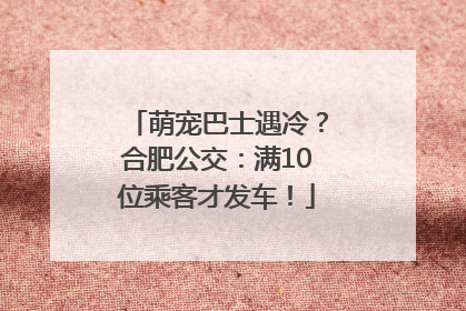 萌宠巴士遇冷？合肥公交：满10位乘客才发车！
