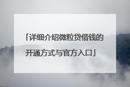 详细介绍微粒贷借钱的开通方式与官方入口