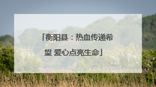 衡阳县：热血传递希望 爱心点亮生命