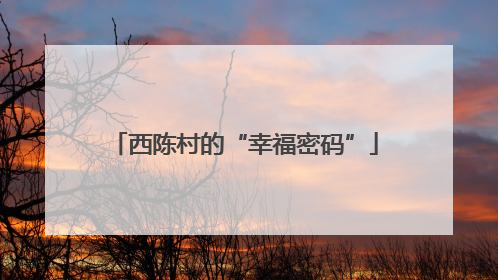 西陈村的“幸福密码”