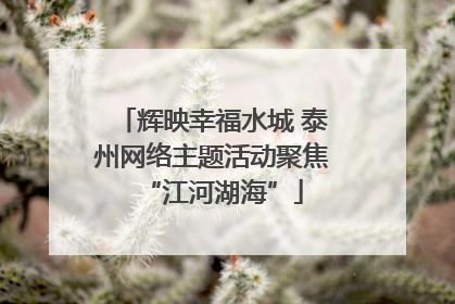 辉映幸福水城 泰州网络主题活动聚焦“江河湖海”