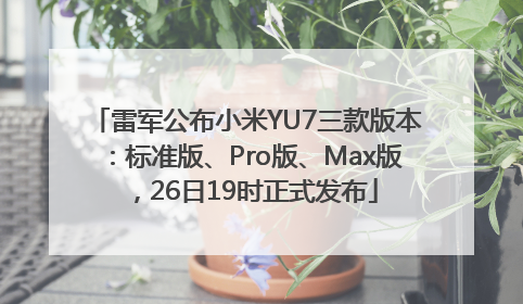 雷军公布小米YU7三款版本：标准版、Pro版、Max版，26日19时正式发布
