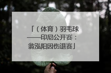 （体育）羽毛球——印尼公开赛：翁泓阳因伤退赛