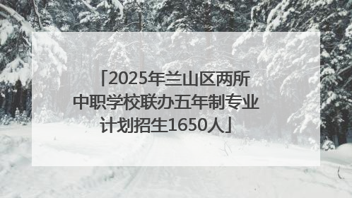 2025年兰山区两所中职学校联办五年制专业计划招生1650人